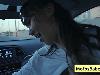 Sexy and beautiful asian girl seduces her friend with her amazing natural boobs and suck his dick in the car - Tomie Tang&comma; Charles Dera